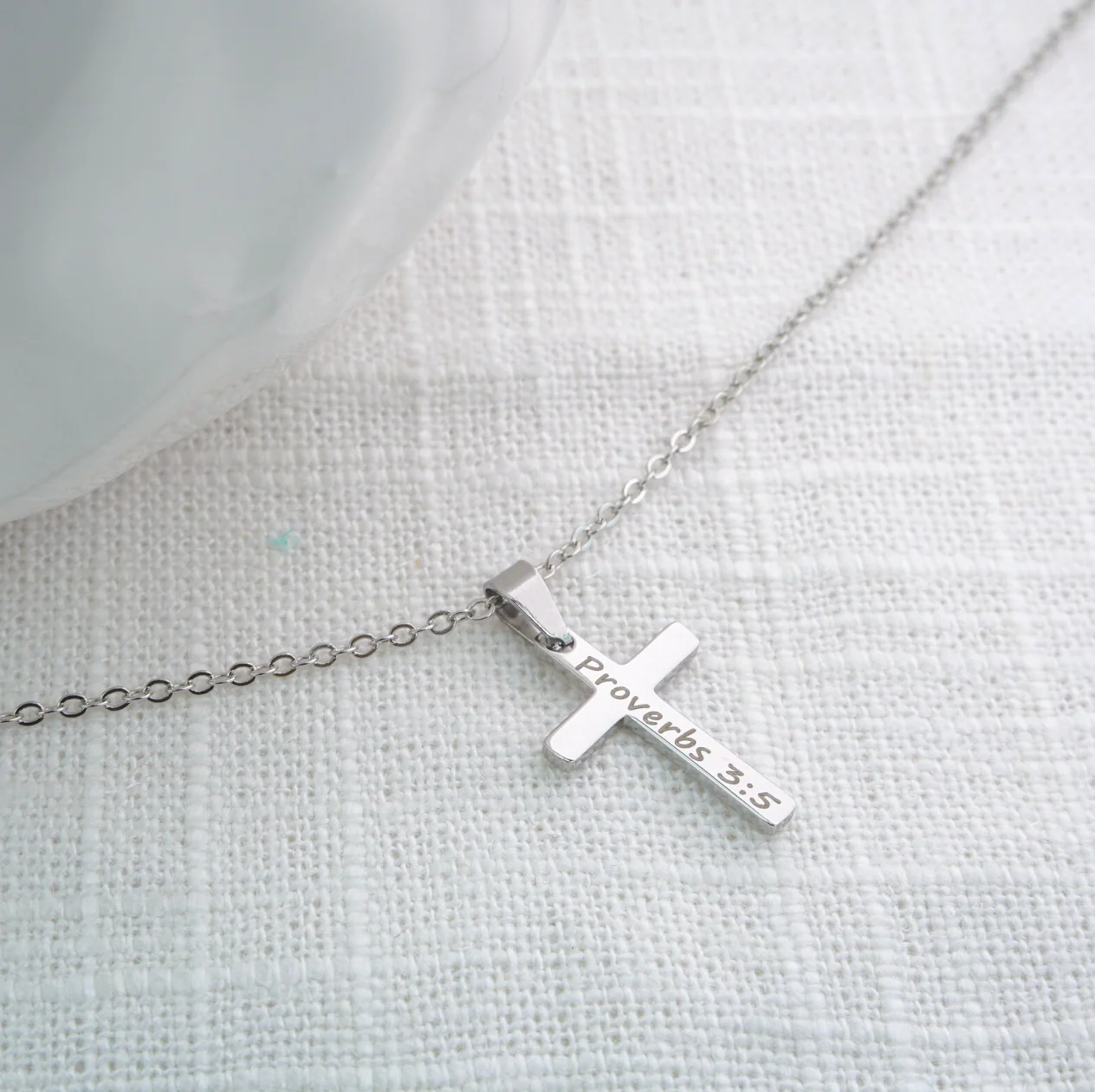 Personalized Bible Verse Cross Necklace - Image 3