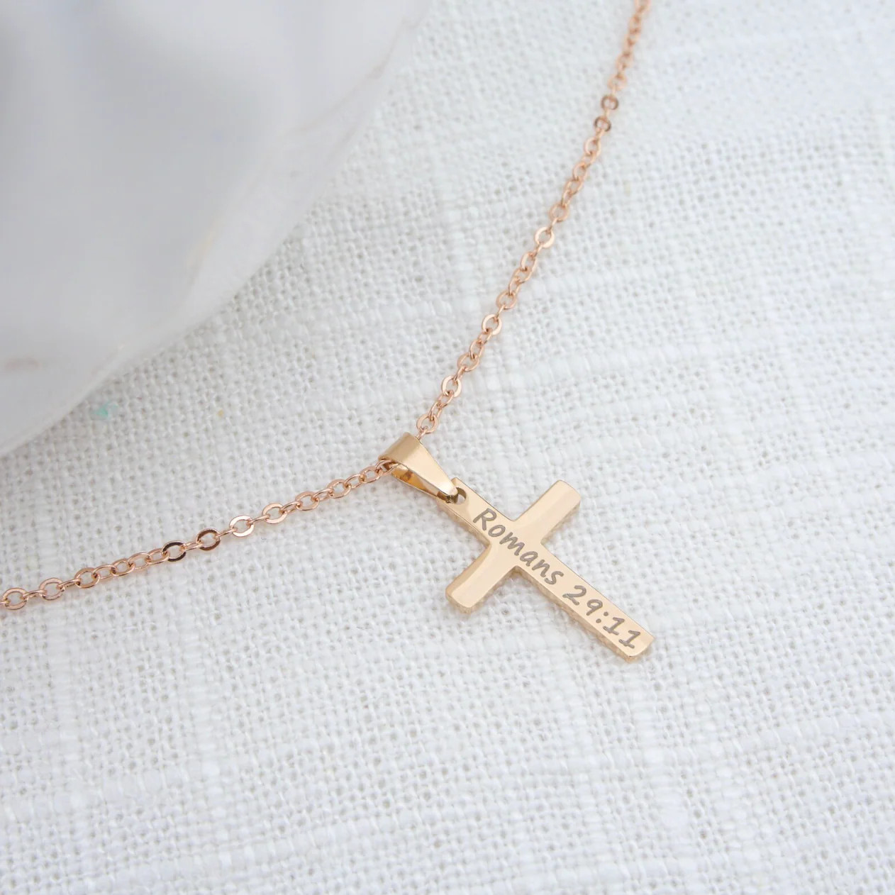 Personalized Bible Verse Cross Necklace - Image 4